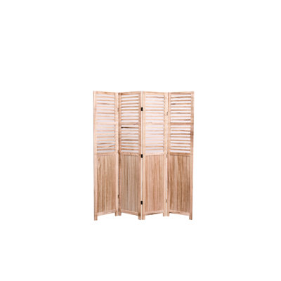 55.2''W X 65''H 4 Solid Wood Folding Screen, Natural Color, Metal Hinges For Convenient Manipulation And Folding, Improves Room Decor Partition, Hue, Effortless Control, Enhances Interior Space