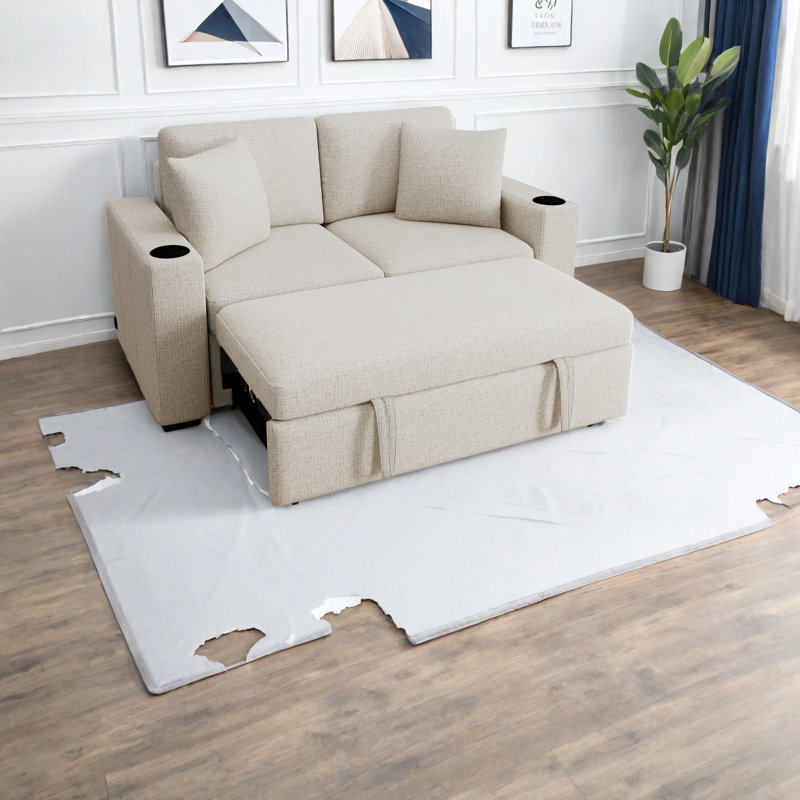 Canapé-lit moderne peu encombrant, causeuse en tissu d'ameublement en chenille pour le salon
