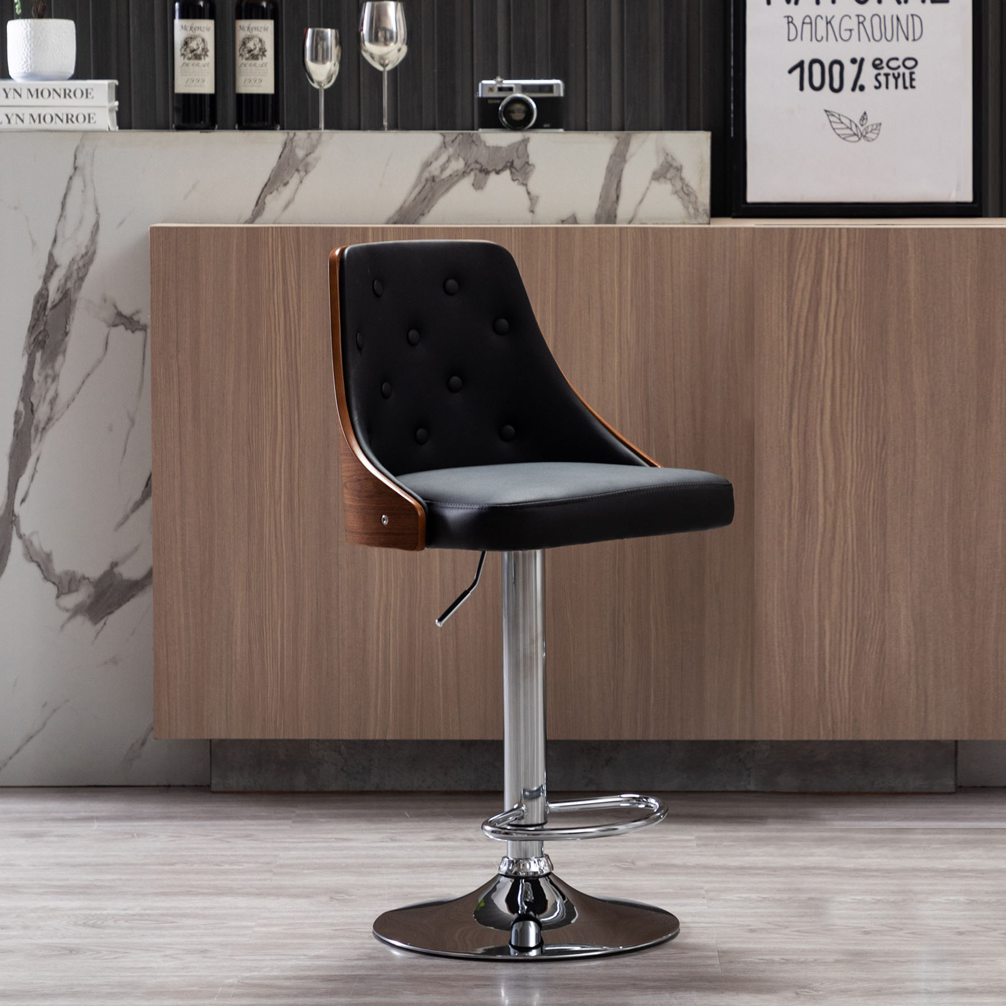 Baroni Home Lot De 2 Tabourets De Bar Rotatifs 360° Hauteur Réglable - Blanc 41x40x64-86 Cm