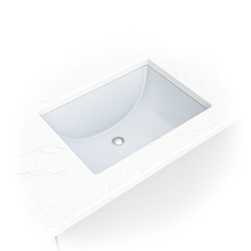 Lavabo de salle de bain rectangulaire encastré en porcelaine blanche 20 po x 15 po