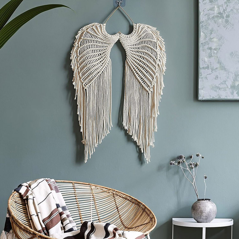 HOME Angel Wings Woven Wall Hanging Tapestry,Cotton Tapestry Wall Decoration