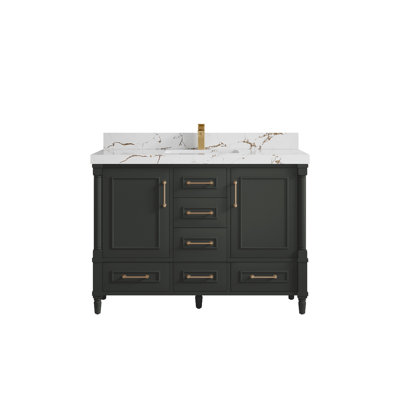 Ensemble de meuble-lavabo simple 48 po avec plateau en quartz Aberdeen
