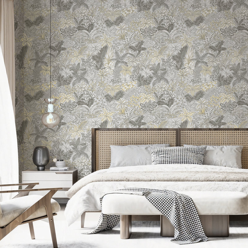 Rouleau de papier peint floral , Blanc