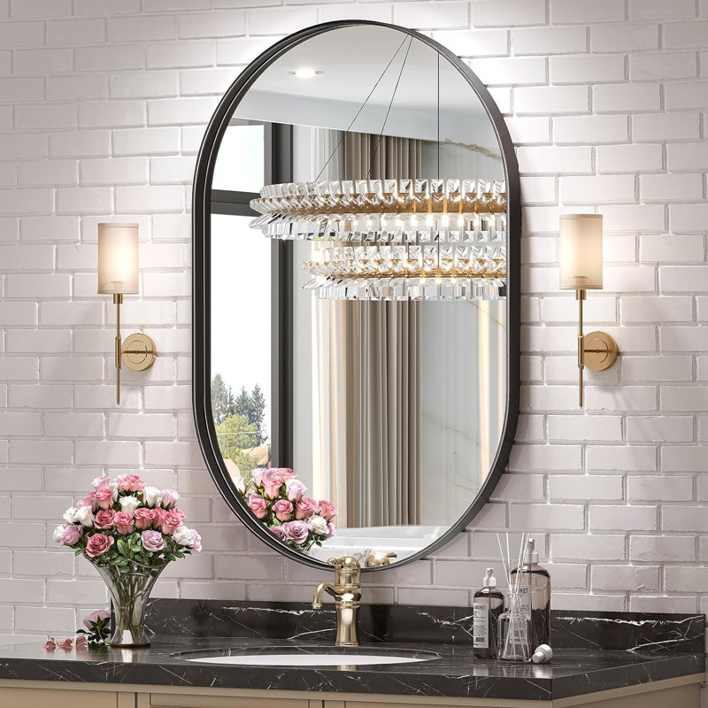 Miroir mural 40 po x 24 po Axia, 40 po x 24 po, Noir, noir, noir, noir