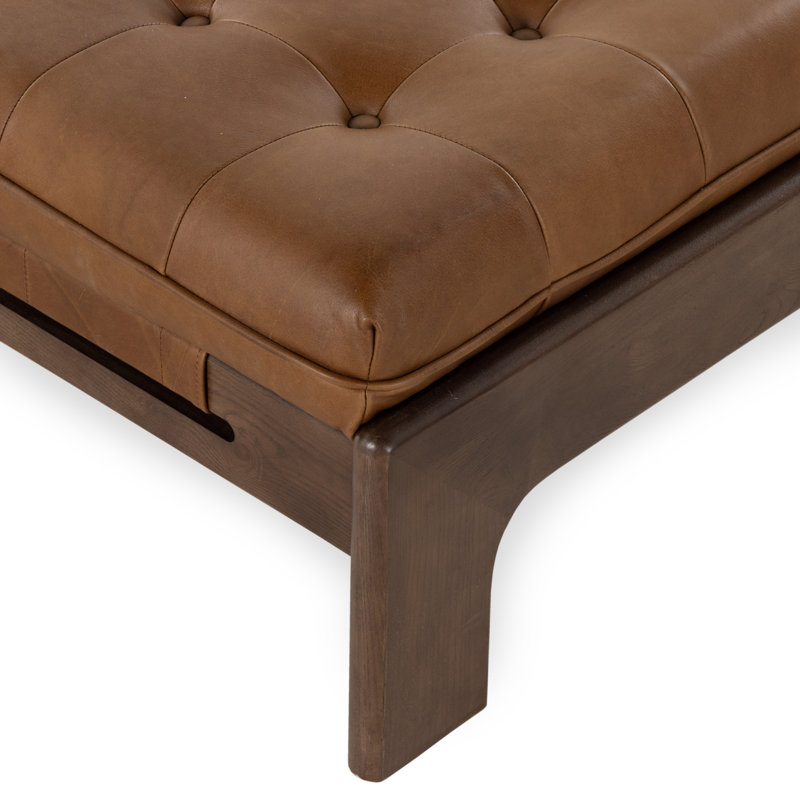 Repose-pieds en cuir véritable Ellinor, Cuir véritable Sienne Heirloom