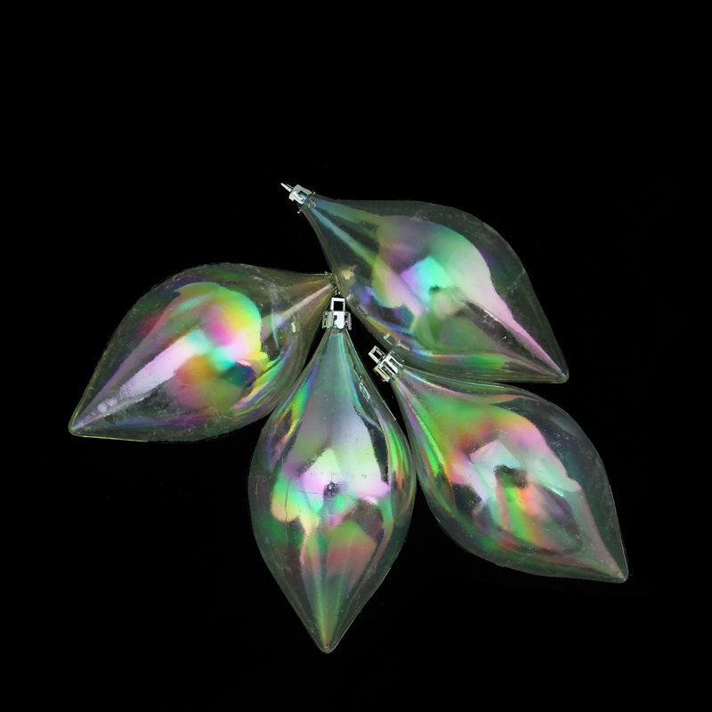 Ornement faîteau en forme de larme de Noël incassable, Iridescent transparent