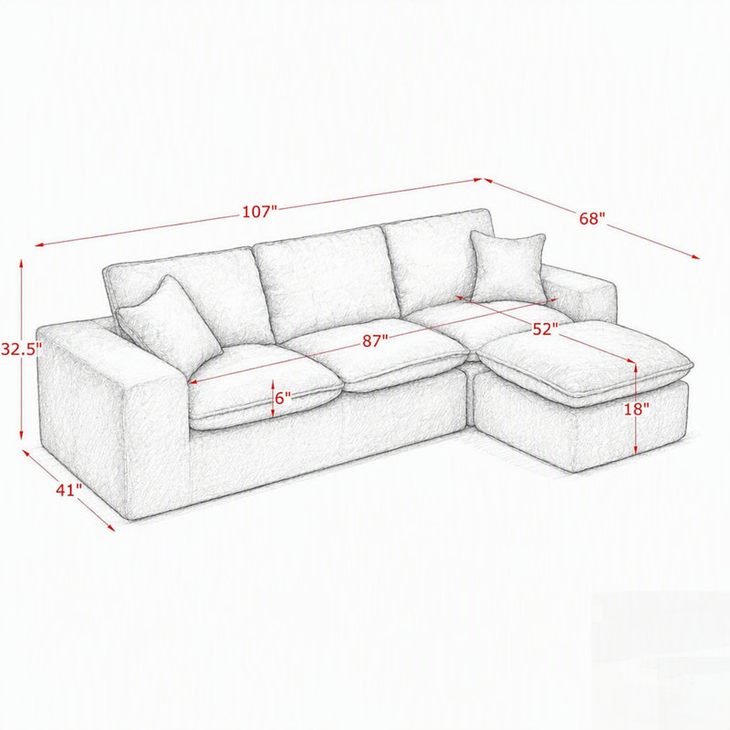 Canapé modulaire moderne avec méridienne réversible Boucle Modern, Boucle orange