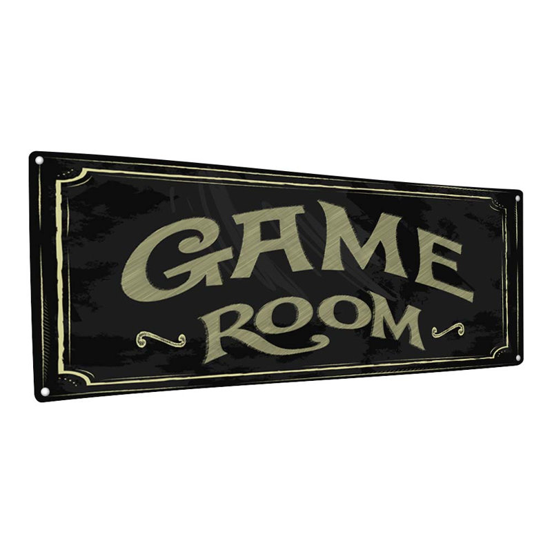 Game Room Chalkboard Style Metal Sign