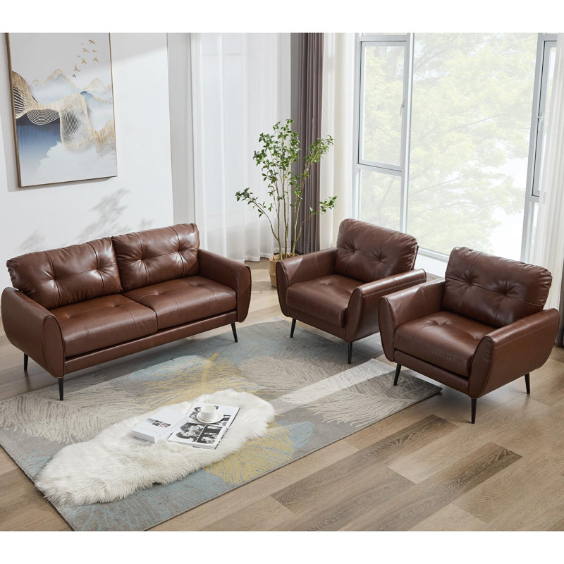 3 - Piece Living Room Set, Brown
