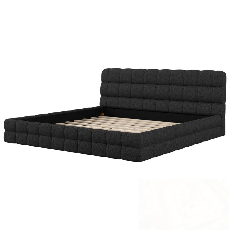 Lit plateforme tapissier très grand, Black