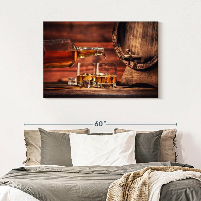 Impression sur toile de verre whisky, H 30 po x l 45 po x P 1,25 po