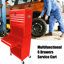 Coffre à outils verrouillable en métal à 6 roulettes - 4 roulettes, rouge pour atelier avec boîte de rangement amovible-813620254