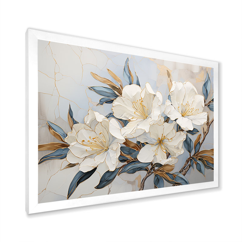 Minimalisme discret Rhododendron I, Cadre simple blanc, H 12 po x l 20 po x P 1 po
