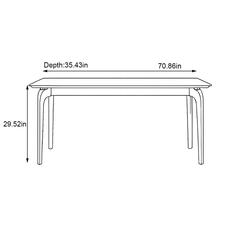 Petite table rectangulaire en bois massif, H 29,52 po x L 70,86 po x l 35,43 po