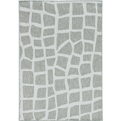 Tapis géométrique tissé à la machine rectangulaire gris / ivoire Bella-Mae