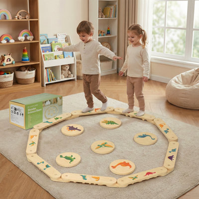 15 PCS Wooden Balance Beam and Stepping Stones – Indoor Obstacle Course for Toddlers