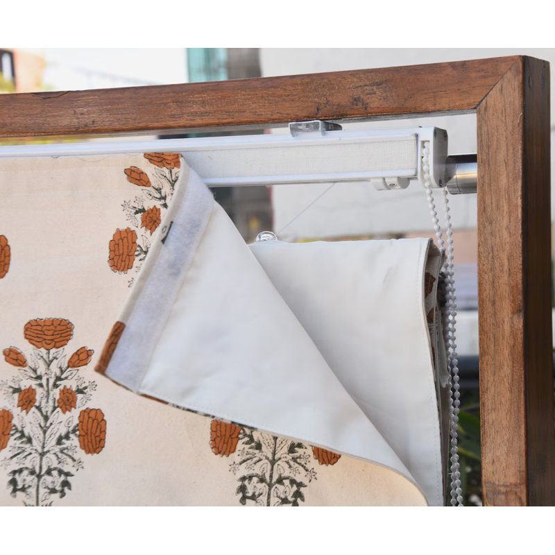 Handmade Block Print Roman Shade – Timeless Artisan Design, 54"W x 48"L