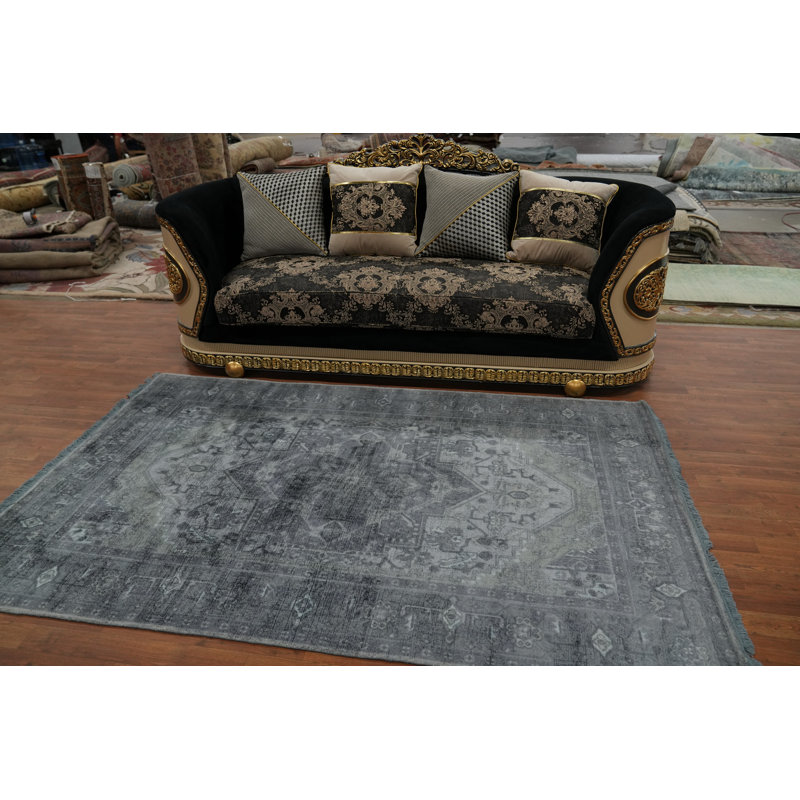 Tapis géométrique transitionnel Oushak 5 x 8