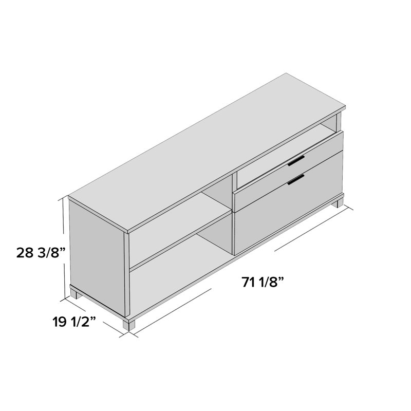Operle 2 - 72W Credenza with 2 Drawers, Bark Gray
