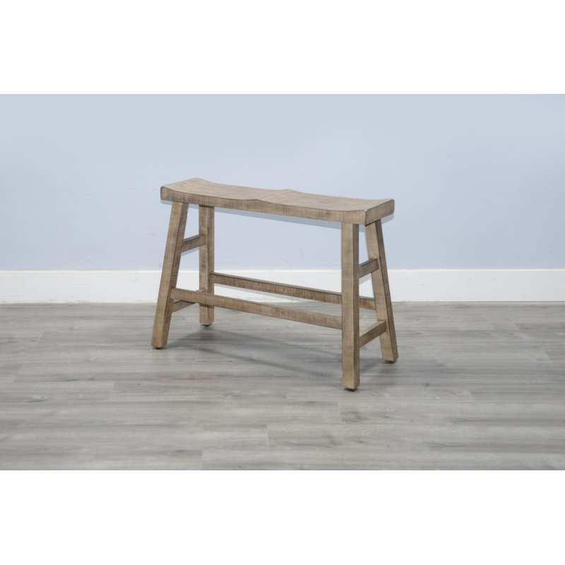 Ashat Solid Wood Bench, 24" H x 33" W x 14.5" D, Beach Pebble