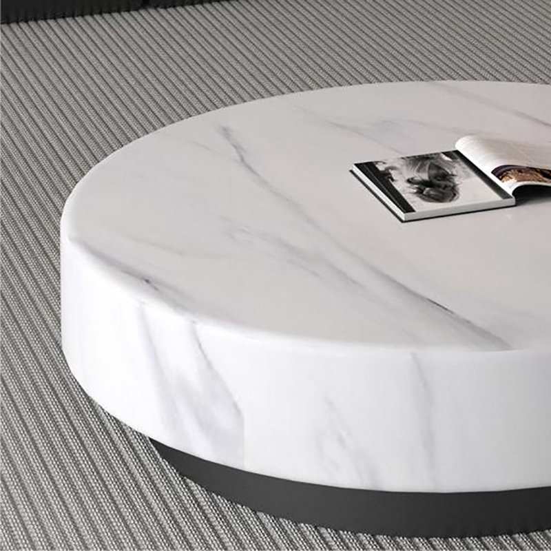 Table basse ronde en marbre de qualité supérieure, H 11,8 po x L 47,2 po x l 47,2 po
