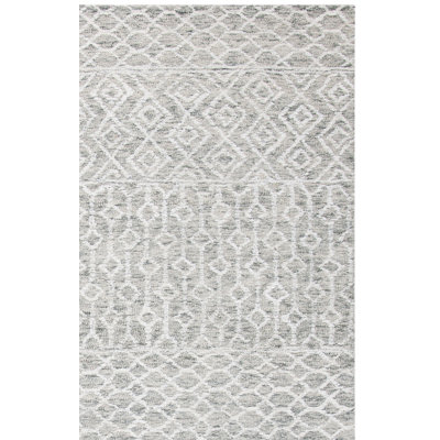 Percy Hand Tufted Wool/Viscose/Cotton Geometric Rug in Green/Ivory