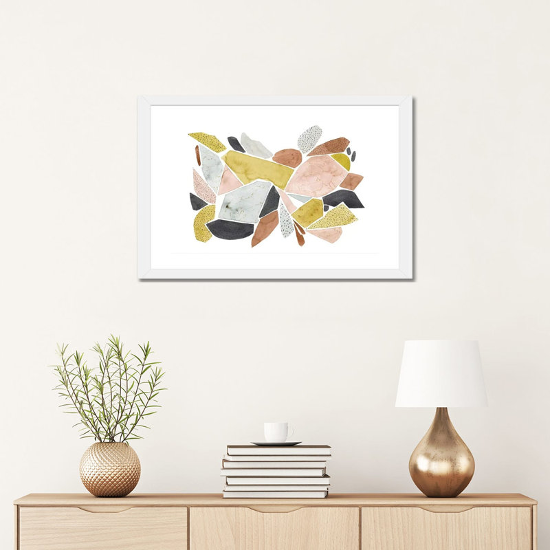 "Toscane Terazzo II" par Grace Popp-impression d’art graphique, H 16 po x l 24 po x P 1 po, Papier encadré blanc, Blanc