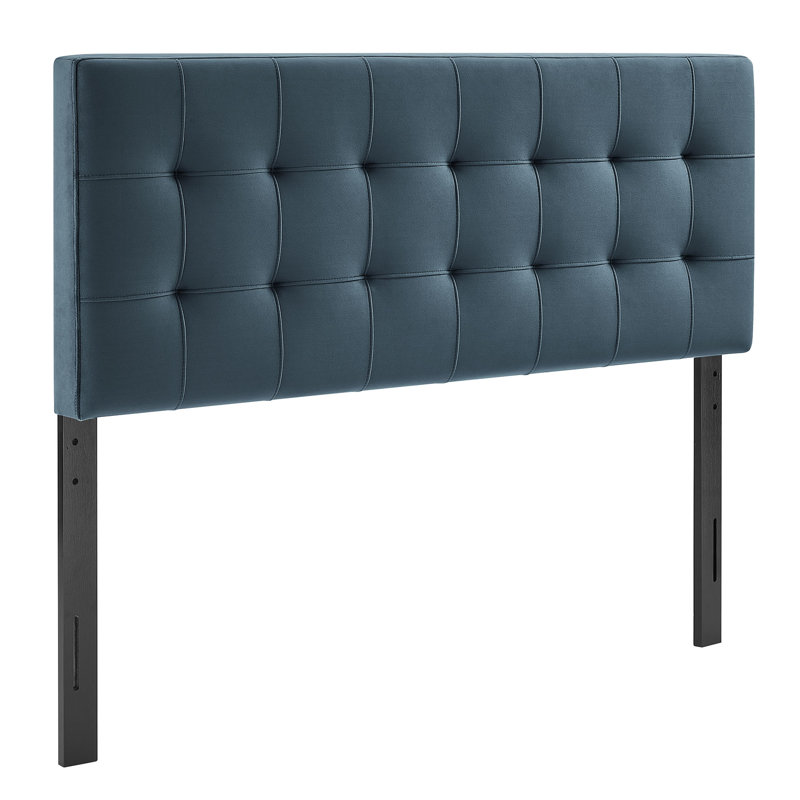 Tête de lit double en velours Peyton Performance, Lit double, Bleu cadet