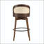 Tabouret de bar en bois - Finition noyer foncé avec coussin en polyuréthane noir et dossier en rotin-416286205