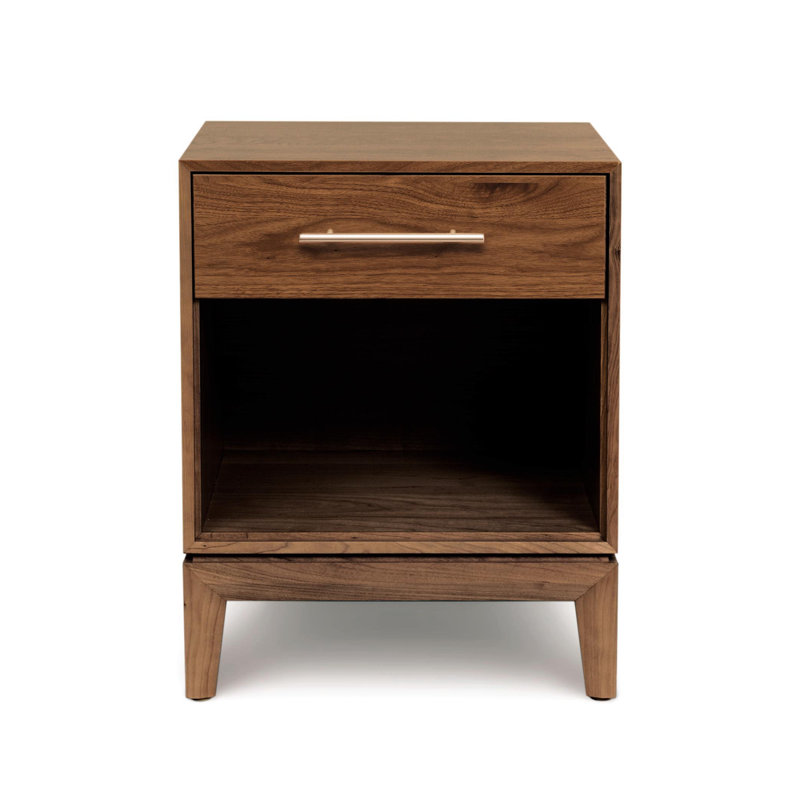 Mansfield 1 - Drawer Solid Wood Nightstand, Natural Walnut, Conventional