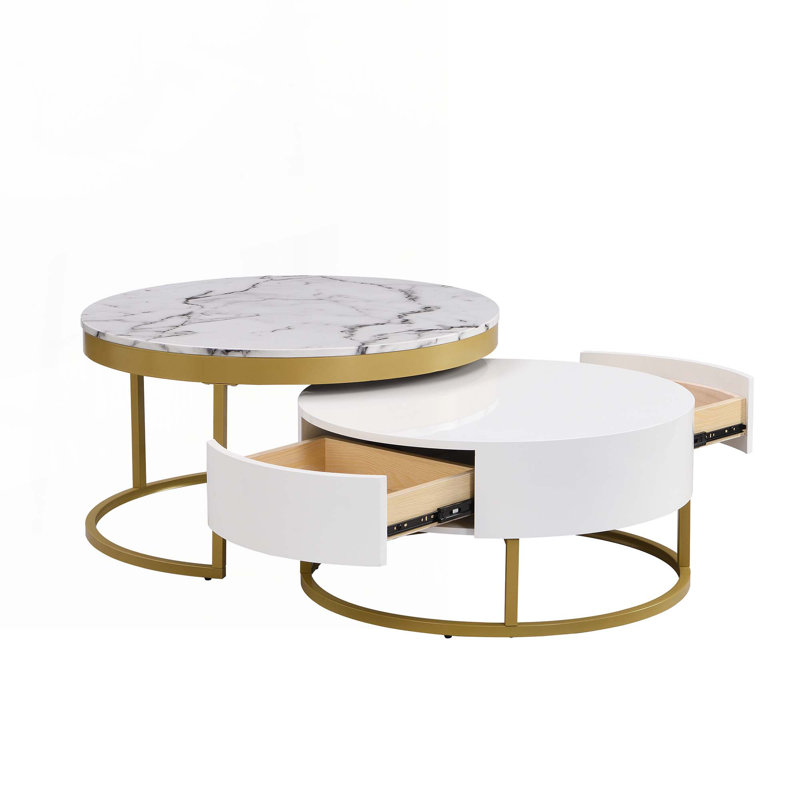 Table basse avec tiroirs, métal