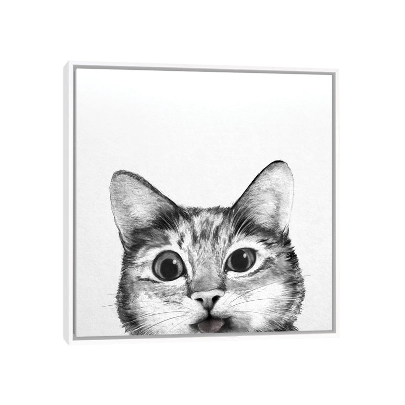 « idiote chat », reproduction sur toile, H 12 po x l 12 po x P 1,5 po, Pas de tapis, Toile avec cadre blanc