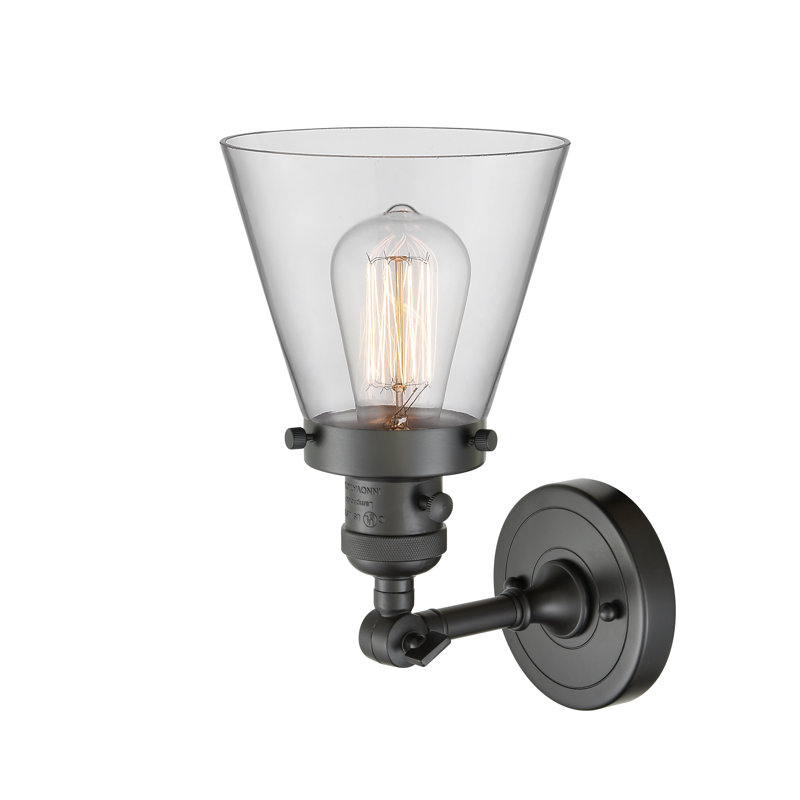 Applique murale 1 lumière Cone, Ampoule DEL rétro de 3,5 watts, Clair, Bronze frotté à l'huile