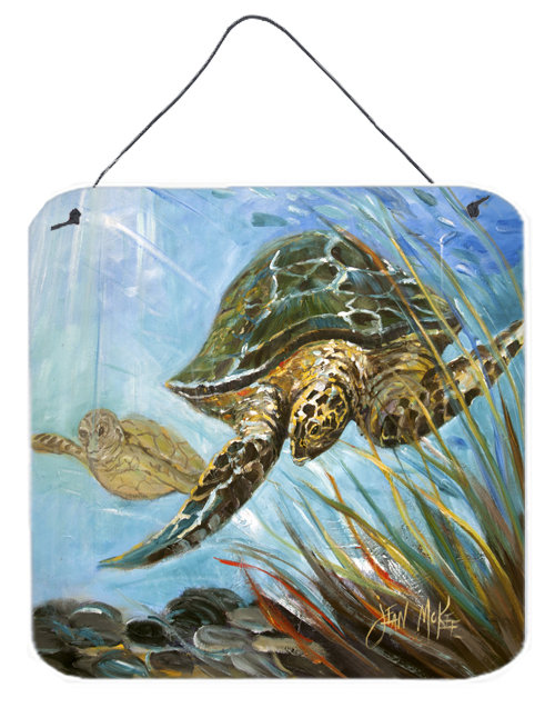 « loggerhead sea turtle », reproduction de peinture carrée sur plaque