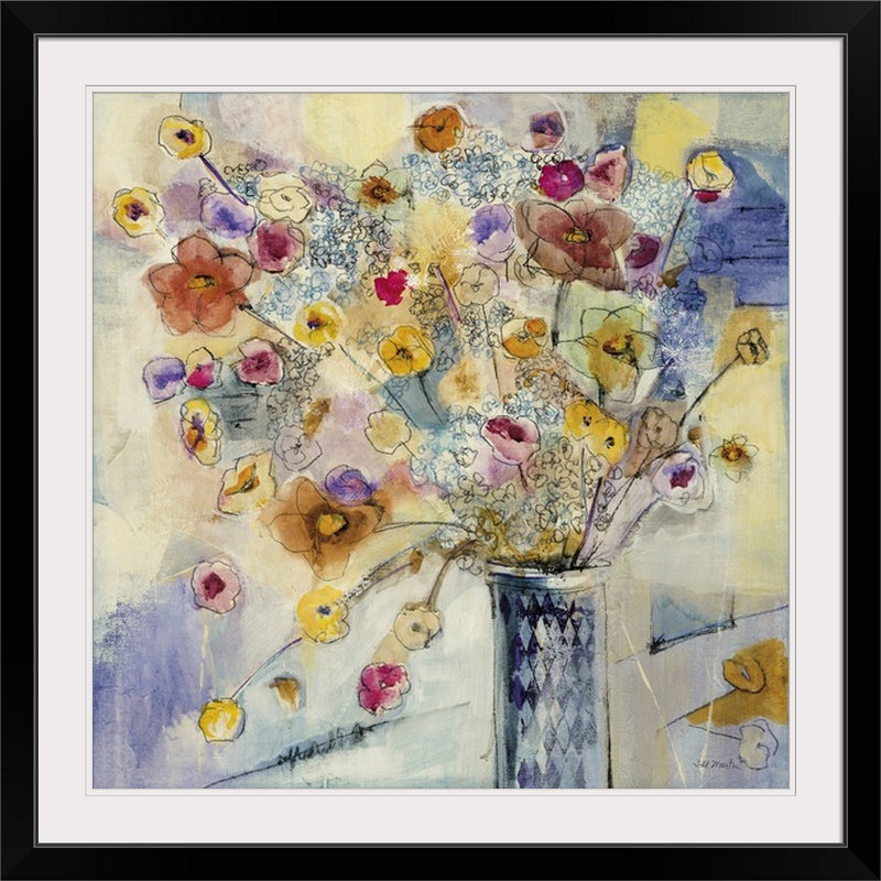 « i » par jill martin, reproduction d’art Popcorn, H 20" x l 20" x P 1", Cadre noir