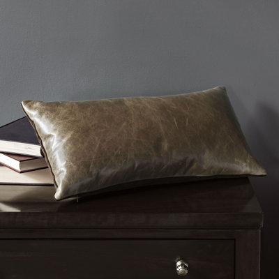 Tudor Leather/Suede Reversible Throw Pillow