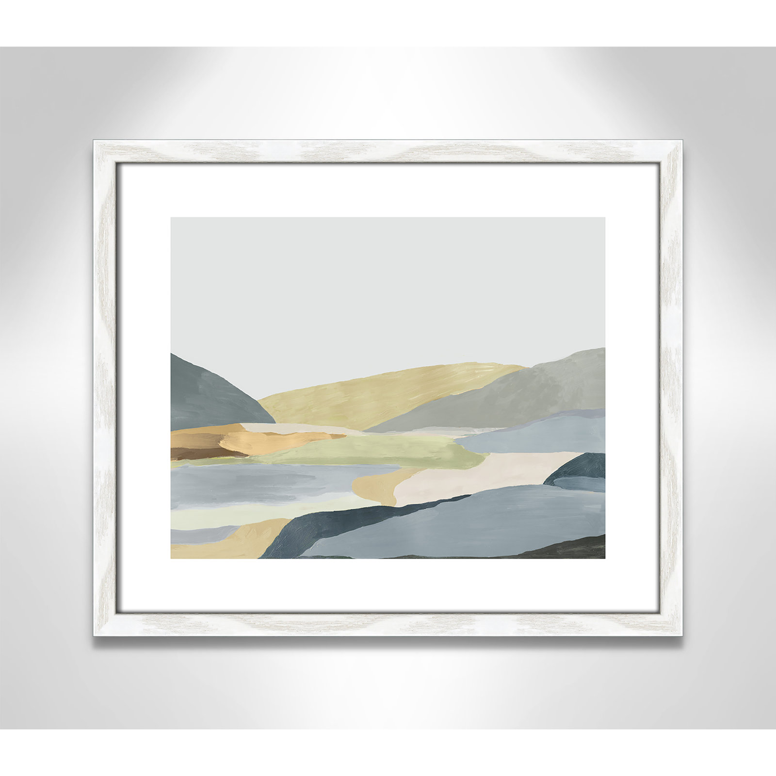 Blair "Warm Hills II" Painting, 16" H x 19" W x 0.75" D, White Framed Paper