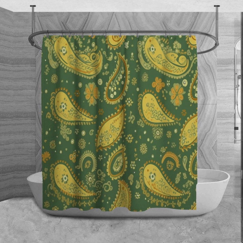 Rideau de douche à motif cachemire Jurrien, H 84 po x l 70 po