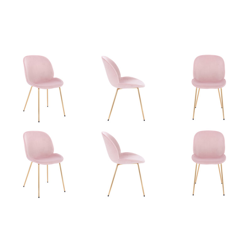 Ensemble de 6 chaises en velours de lotus Elegant Design, Rose