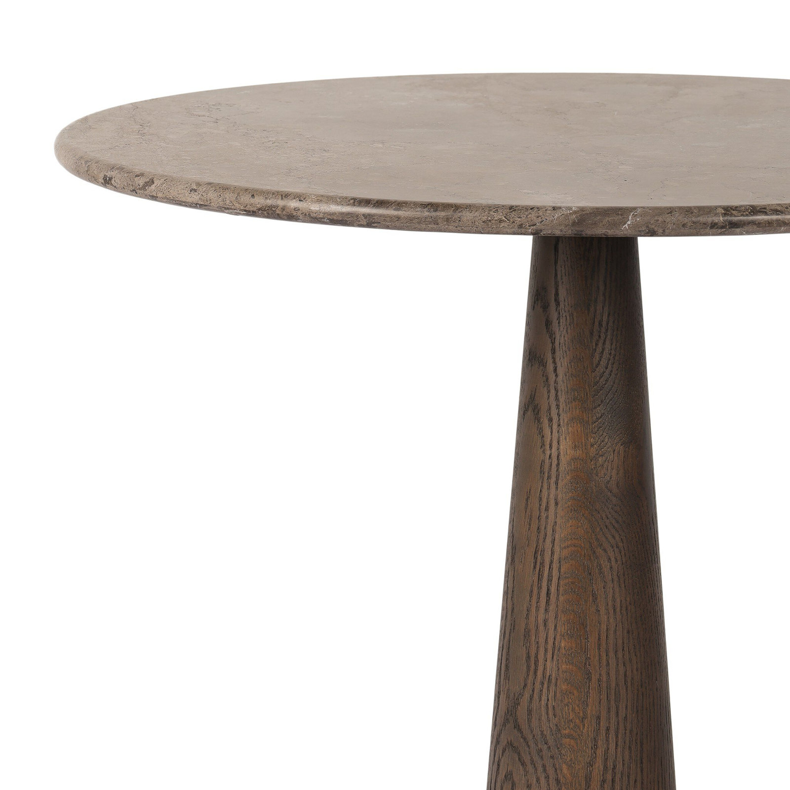 Beverly Round 32.00000'', Warm Gray Marble/Brown Oak, 36.5" H x 32" L x 32" W
