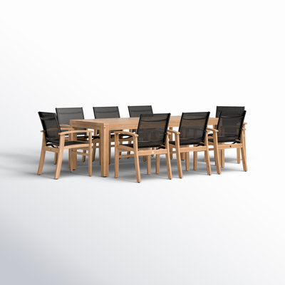 Anautica 8 - Person Teak Wood Patio Dining Set with Rectangular Table