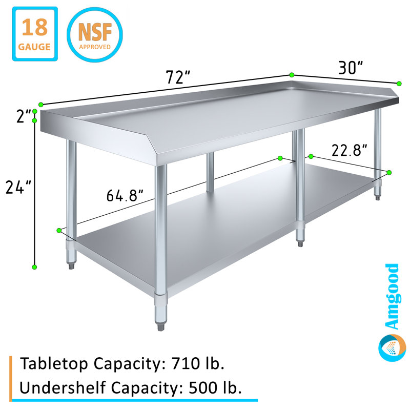 72'' Stainless Steel Equipment Stand with Undershelf