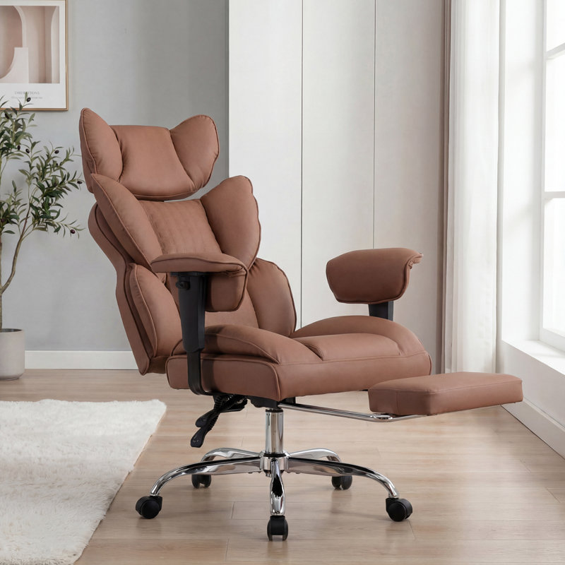 Fauteuil de bureau ergonomique Arless pour cadres de grande taille avec accoudoirs, appui-tête et repose-pieds rembourrés et réglables