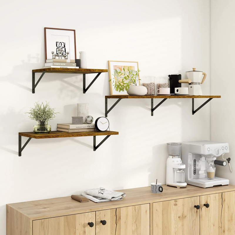 Deep Floating Shelves For Wall, Large Wood Wall Mounted Shelves Set Of 2, Extra Wide Storage For Living Room, Bedroom, Home Office, Bathroom