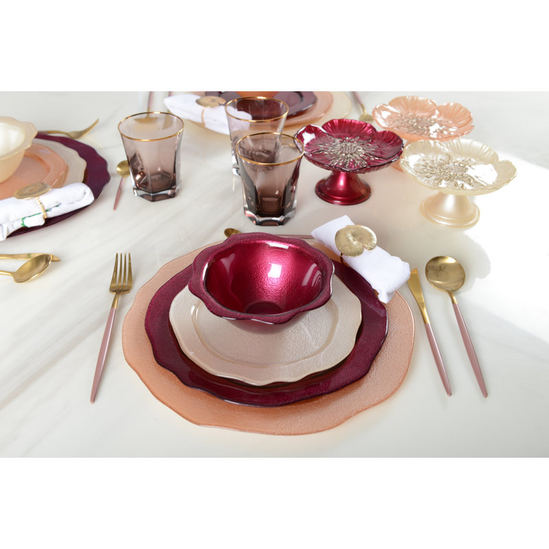 SALMON DINNER PLATE Set of 6, Fushia