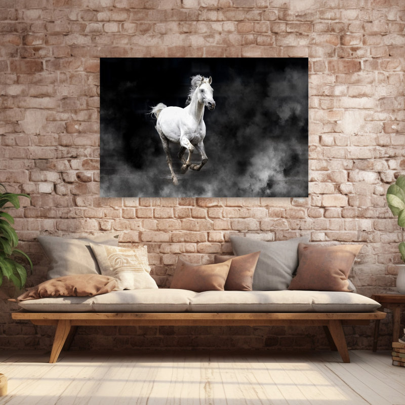 Art mural abstrait cheval contemporain Fergana, H 60 po x l 40 po