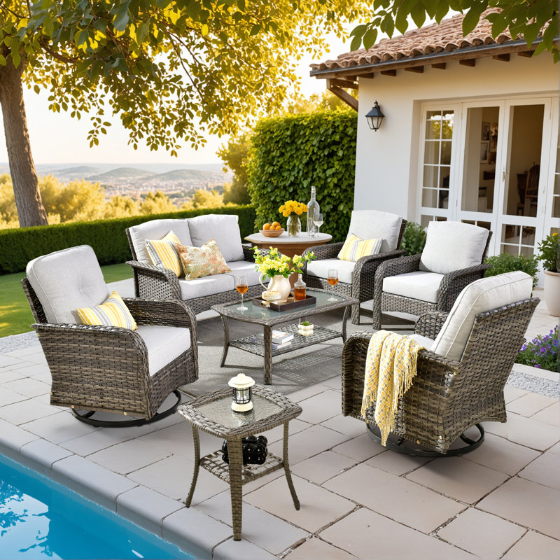 Allcot 2- Person Outdoor Club Chair With Side Table And Cushions, Light Grey
