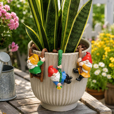 Climbing Gnome Tree Faces Set of 3, Resin Garden Statues for Outdoor Décor​