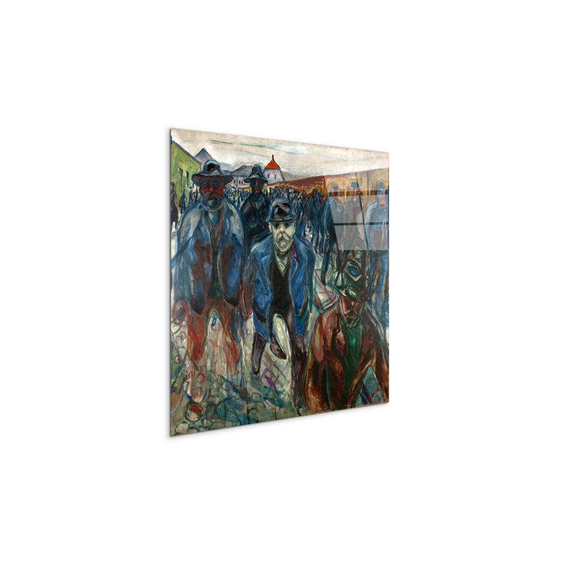 Workers on their way home by Munch Edvard 58x58 Cm Frameless Panel Lightweight Ready to Hang, CrystalArt