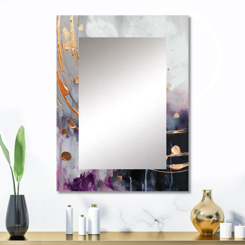 «Bold Circles And Marble Fusion II», miroir mural en marbre, miroir décoratif moderne, impression d'art en métal